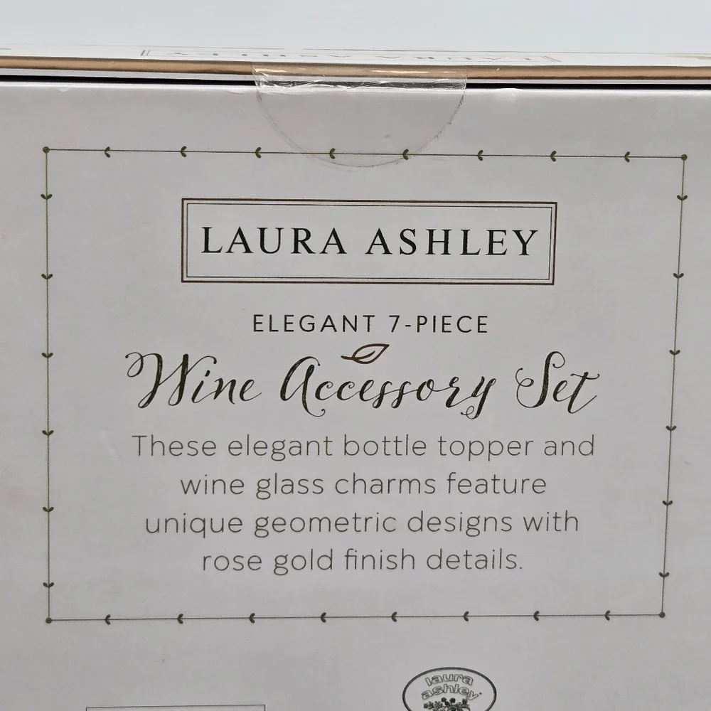 NEW Laura Ashley Rose Gold Elegant 7 Piece Wine Accessory Kit